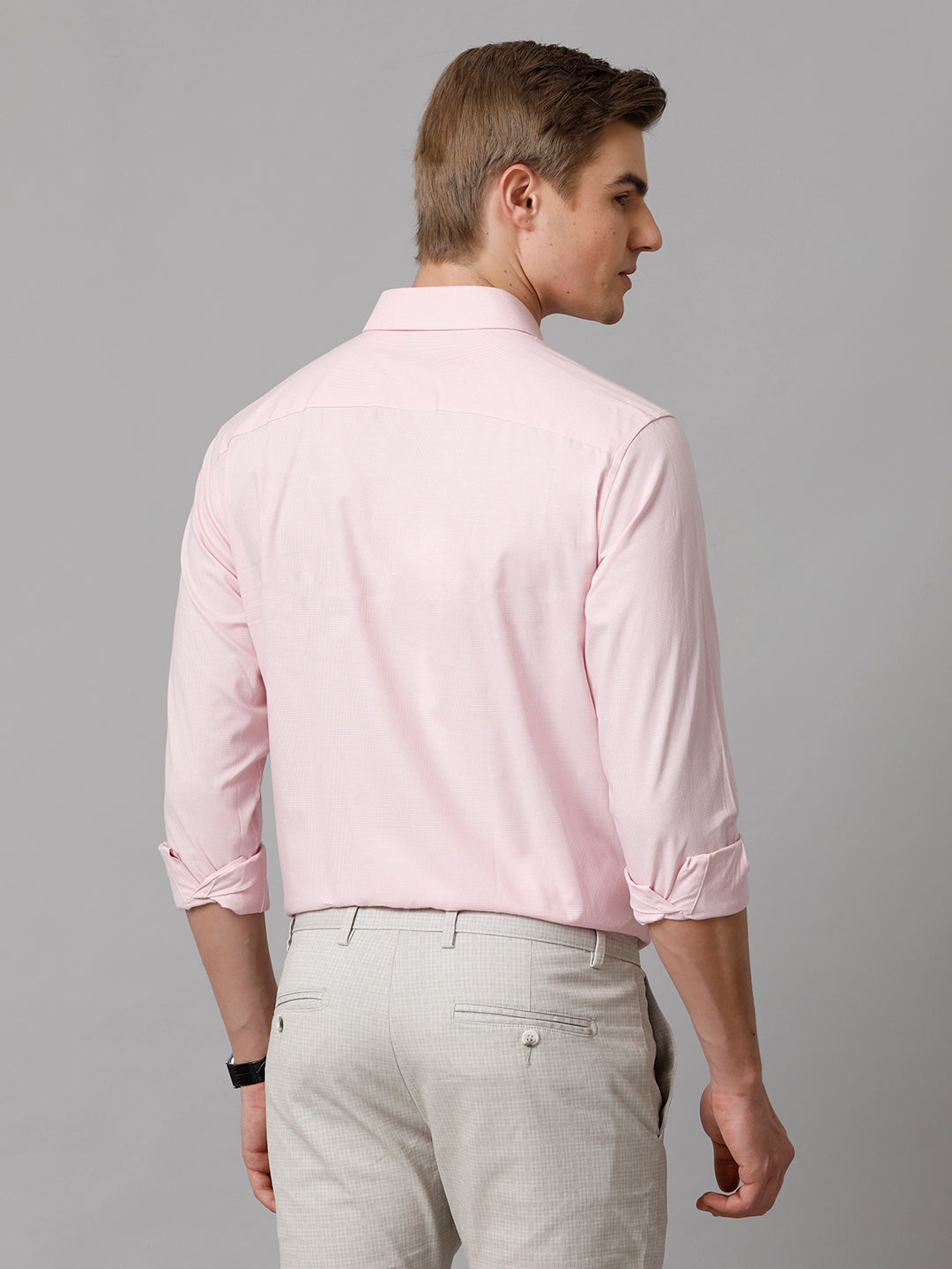 Aldeno Men Checkered Formal Pink Shirt (CAPEL)
