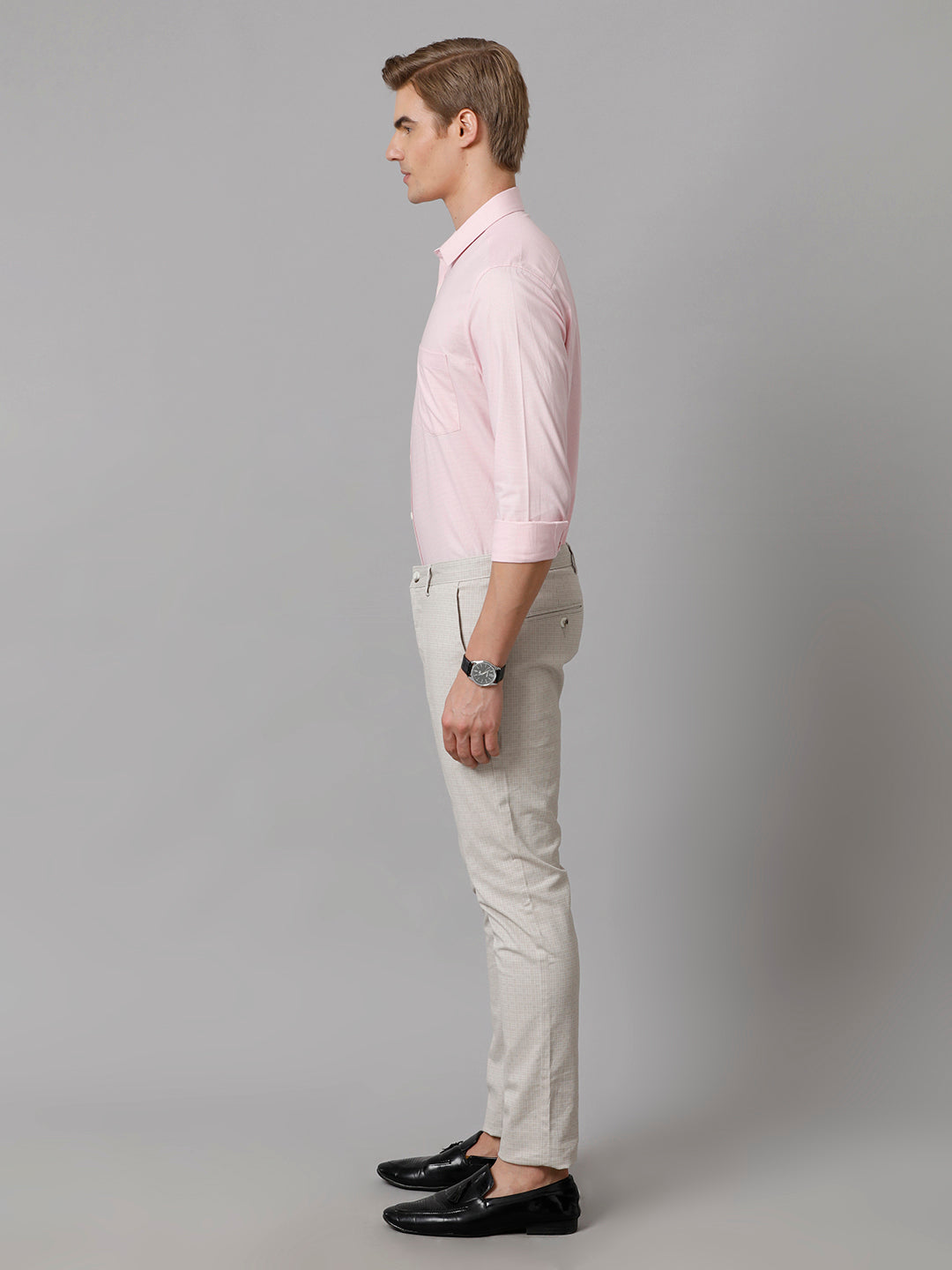 Aldeno Men Checkered Formal Pink Shirt (CAPEL)