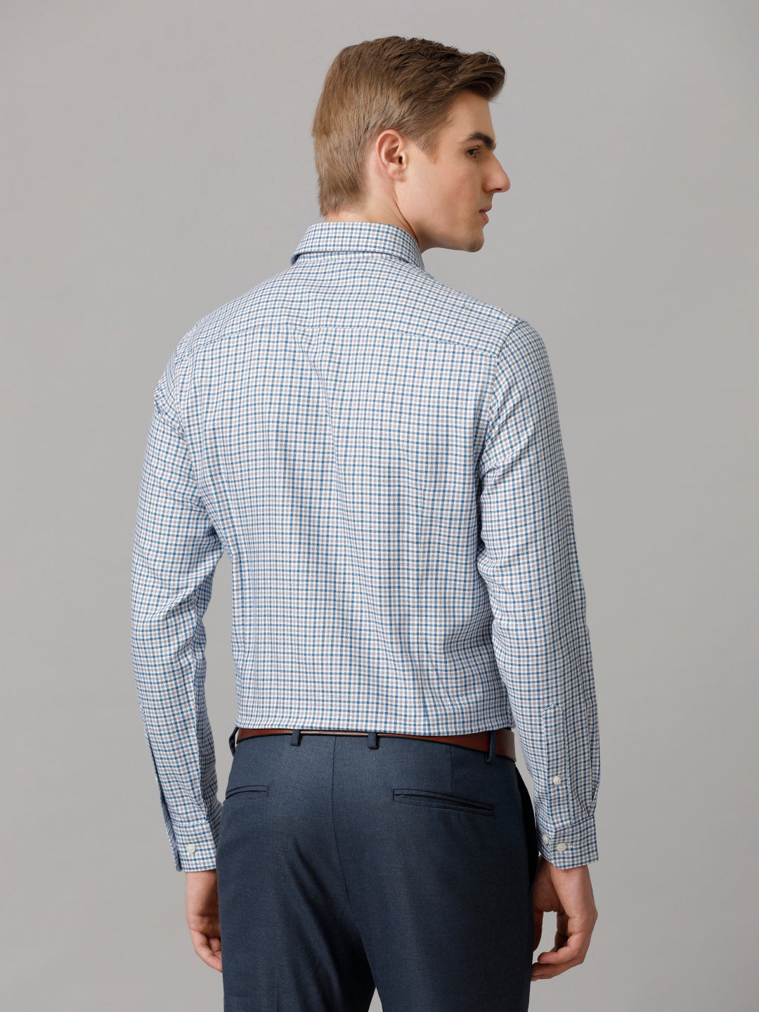Aldeno Men Checkered Formal Blue Shirt (CARIO)