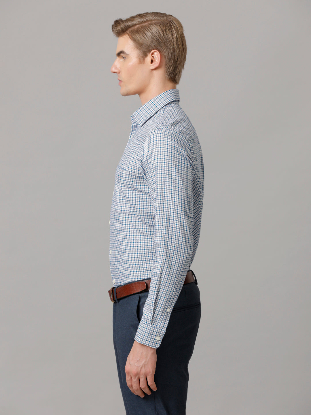 Aldeno Men Checkered Formal Blue Shirt (CARIO)