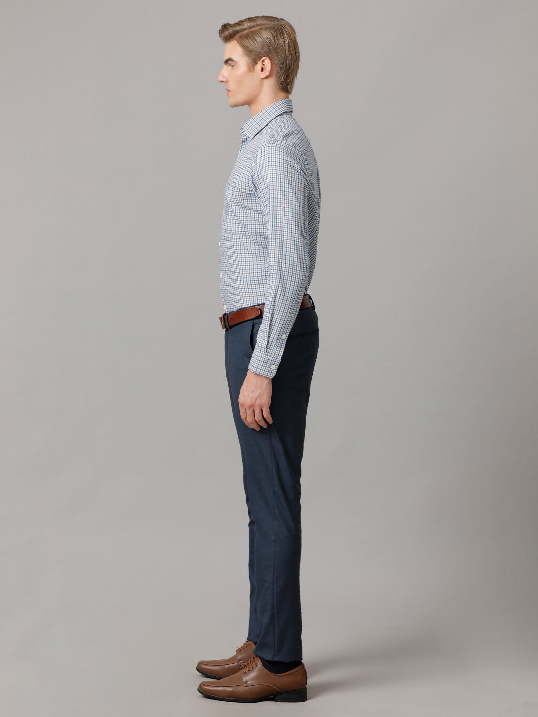 Aldeno Men Checkered Formal Blue Shirt (CARIO)