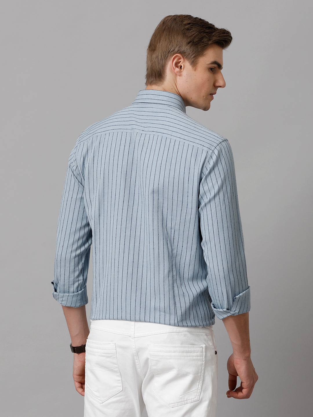 Aldeno Men Striped Formal Blue Shirt (CARLA)