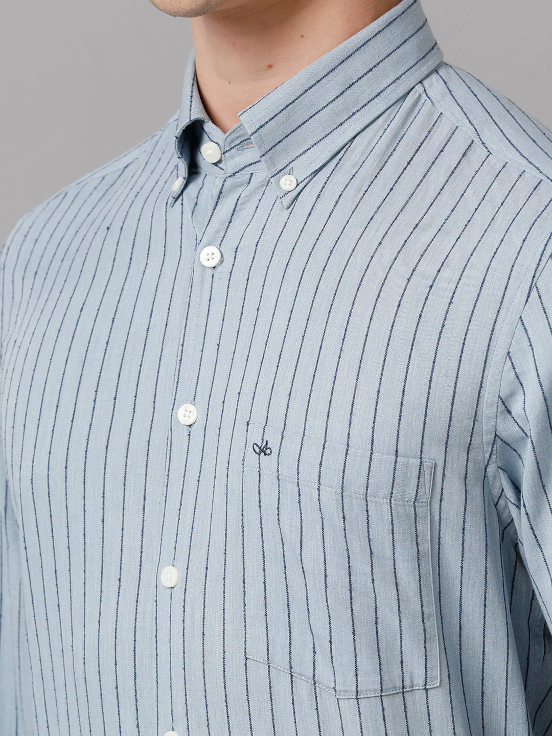 Aldeno Men Striped Formal Blue Shirt (CARLA)