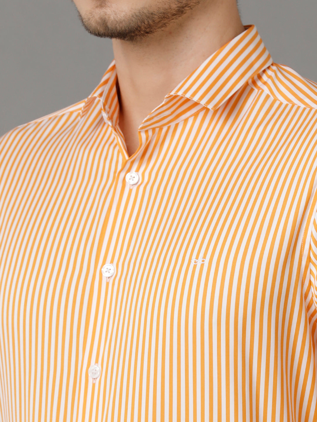 Aldeno Mens Regular Fit Vertical Stripes Orange Casual Cotton Shirt (CARLL)