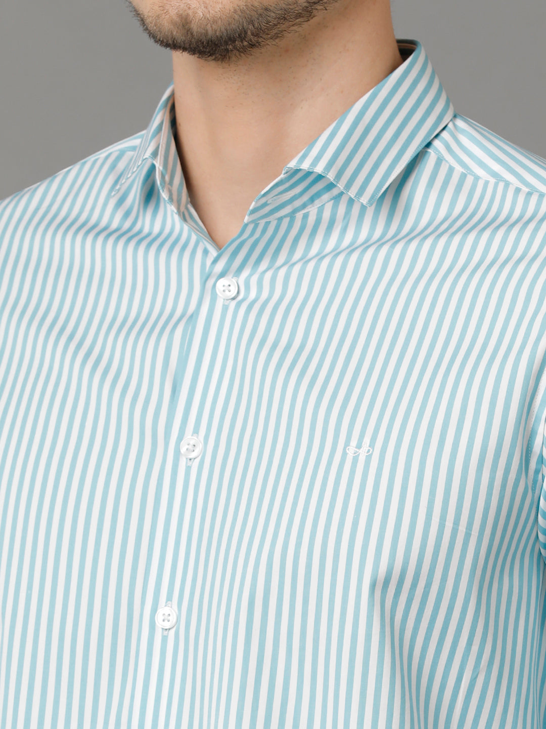 Aldeno Mens Regular Fit Vertical Stripes Blue Casual Cotton Shirt (CASEN)