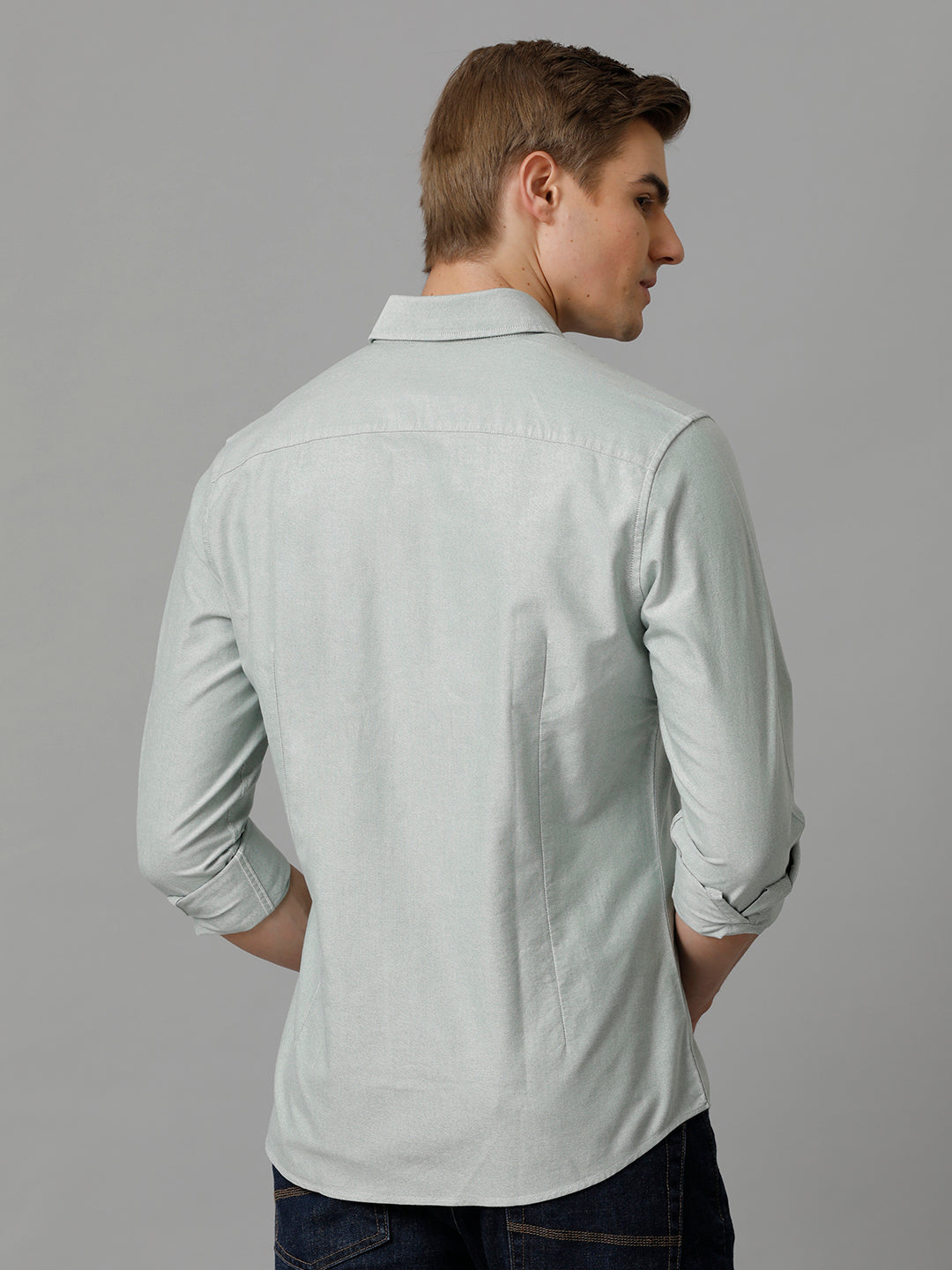 Aldeno Men Solid Casual Green Shirt (CASEY)