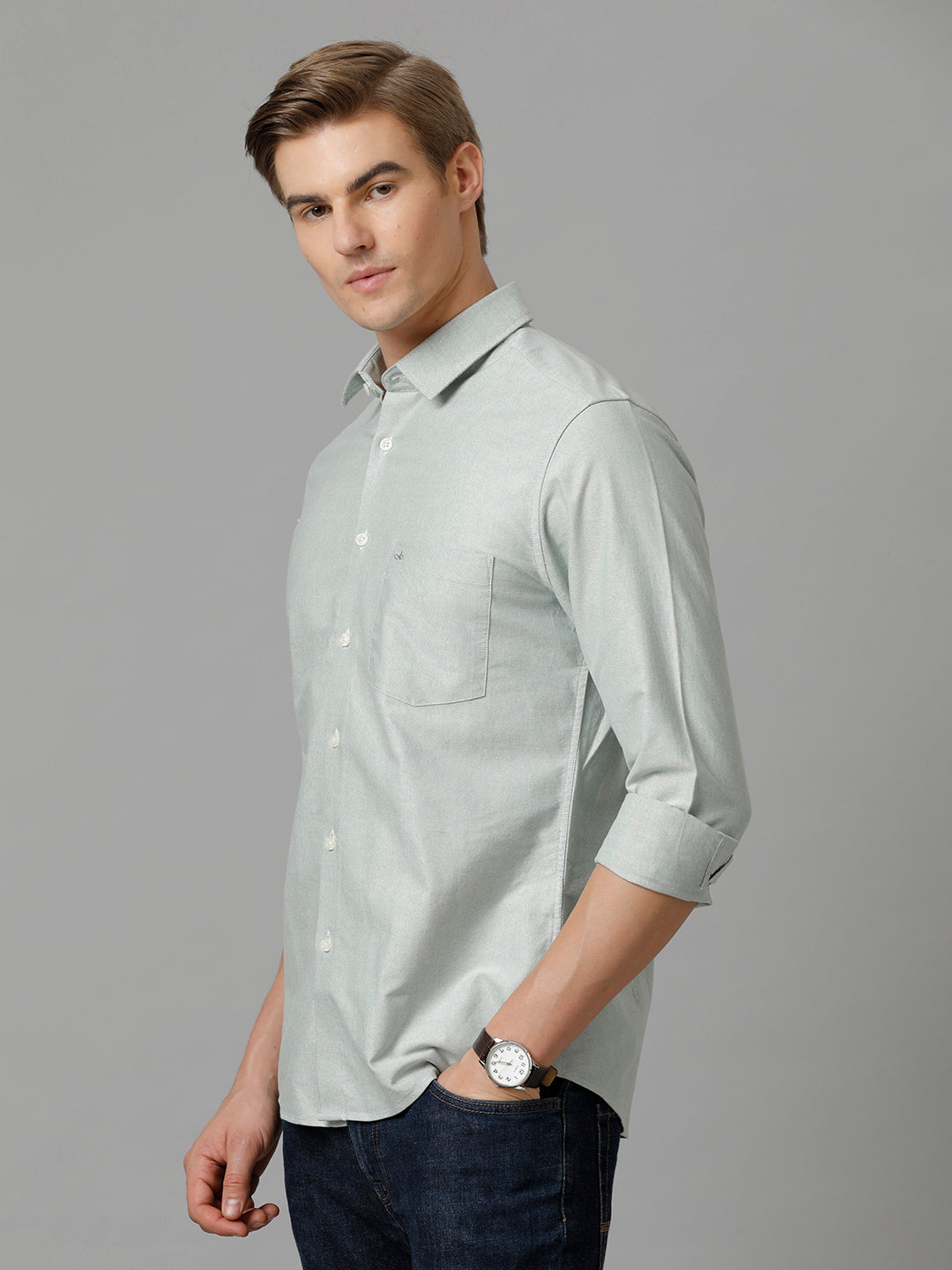 Aldeno Men Solid Casual Green Shirt (CASEY)