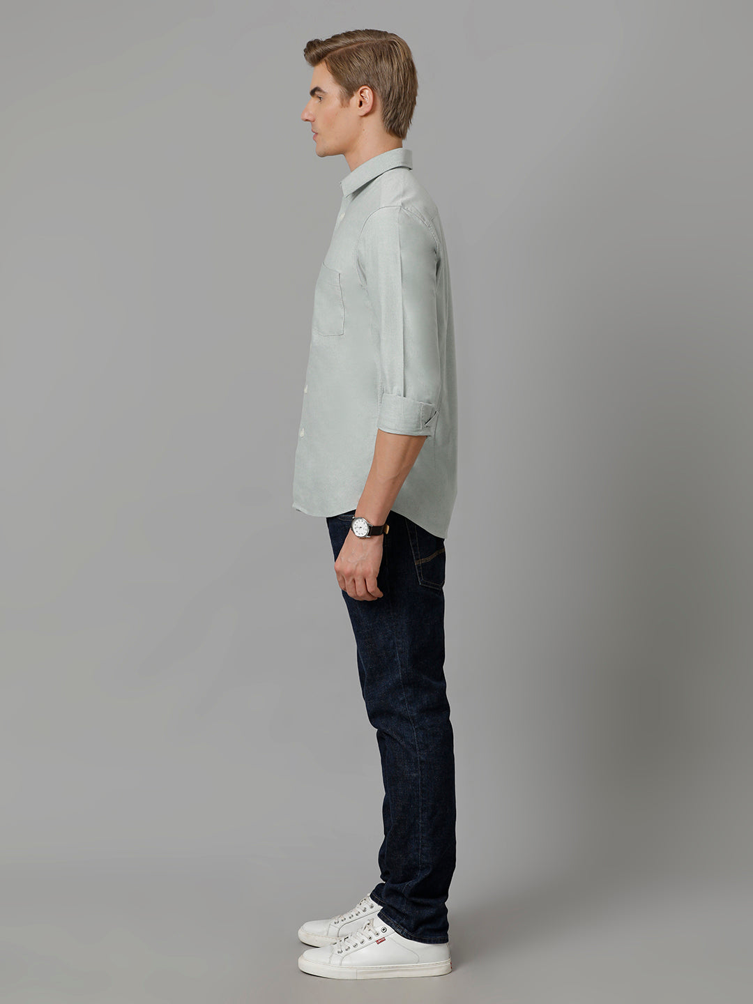 Aldeno Men Solid Casual Green Shirt (CASEY)