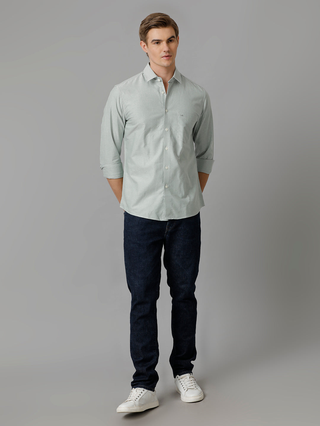 Aldeno Men Solid Casual Green Shirt (CASEY)