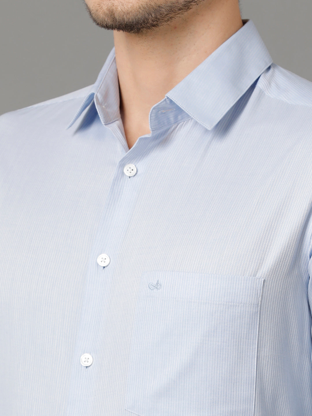 Aldeno Mens Regular Fit Vertical Stripes Blue Formal Cotton Shirt (CEDAR)