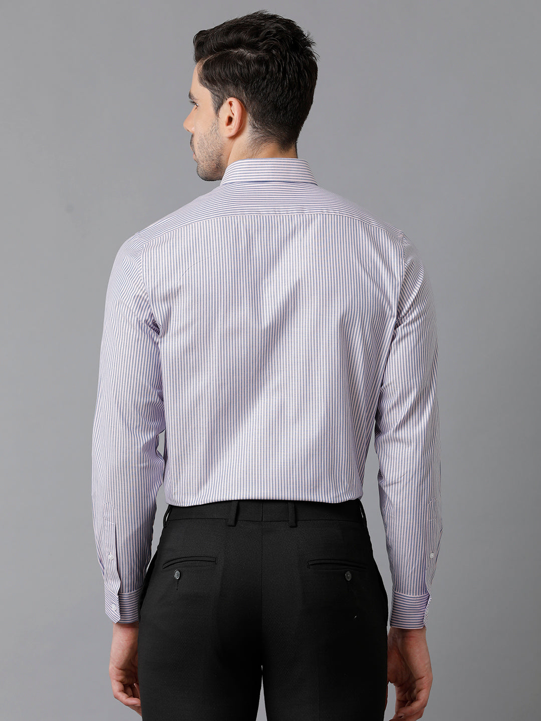 Aldeno Mens Vertical Stripes Formal Pink Shirt (CHAEL)