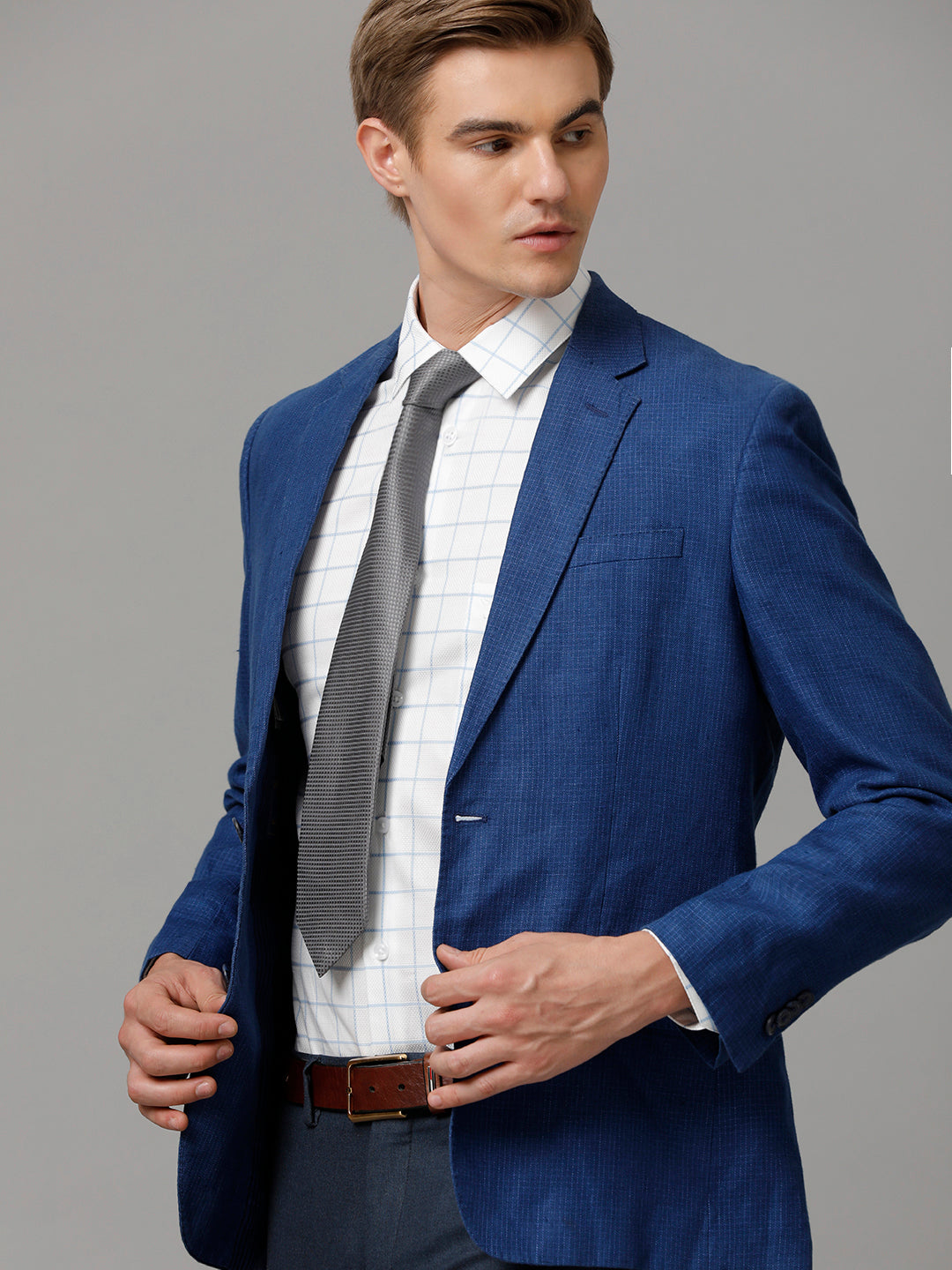 Aldeno Men Checkered Formal White Shirt (CHASE)