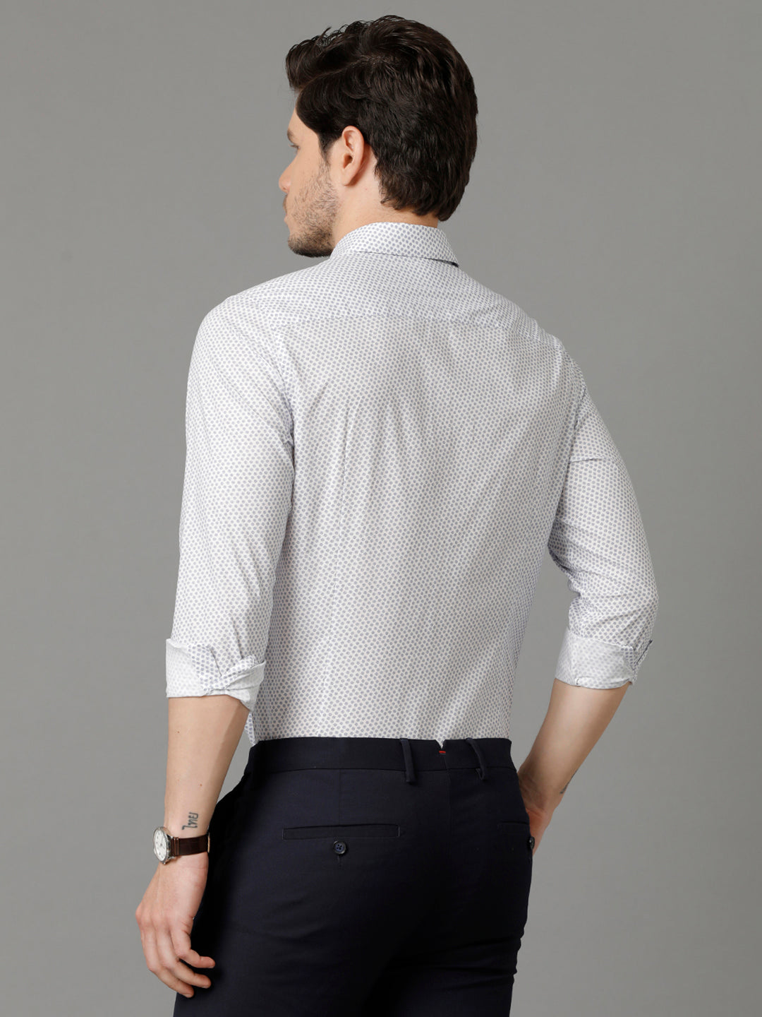 Aldeno Mens Slim Fit Floral Print Blue Formal Cotton Shirt (CLAY)