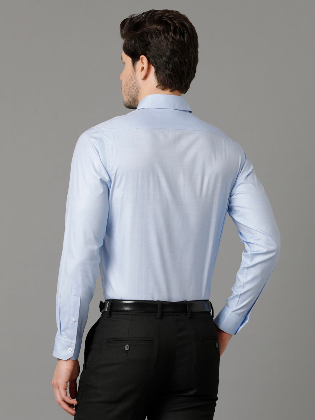 Aldeno Mens Regular Fit Solid Blue Formal Cotton Shirt (CLIVE)
