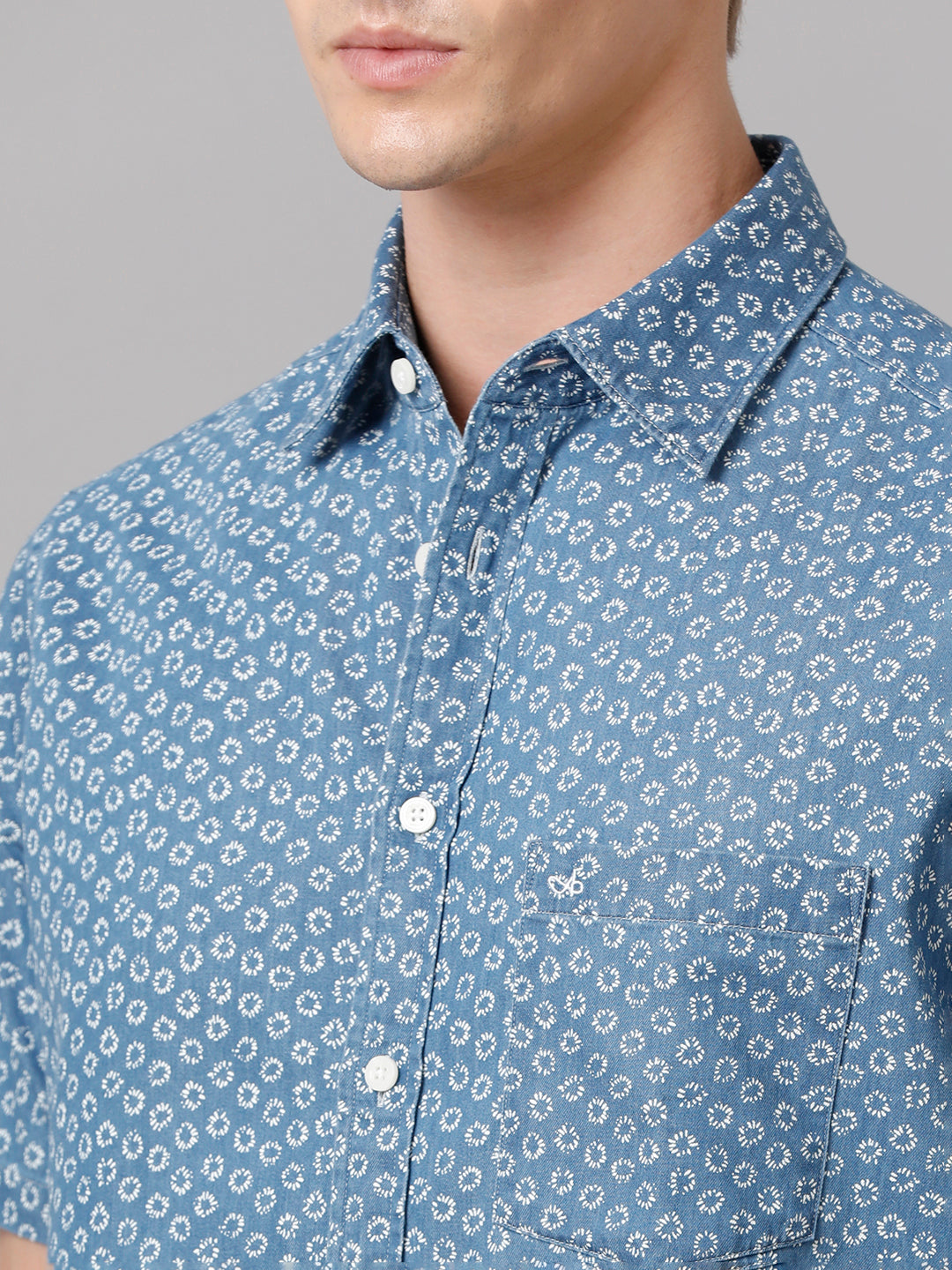 Aldeno Men Printed Casual Blue Shirt (CLOBY)