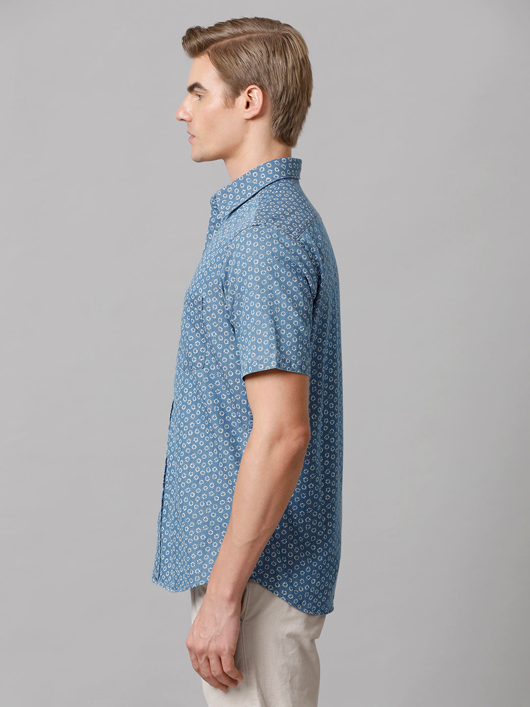 Aldeno Men Printed Casual Blue Shirt (CLOBY)