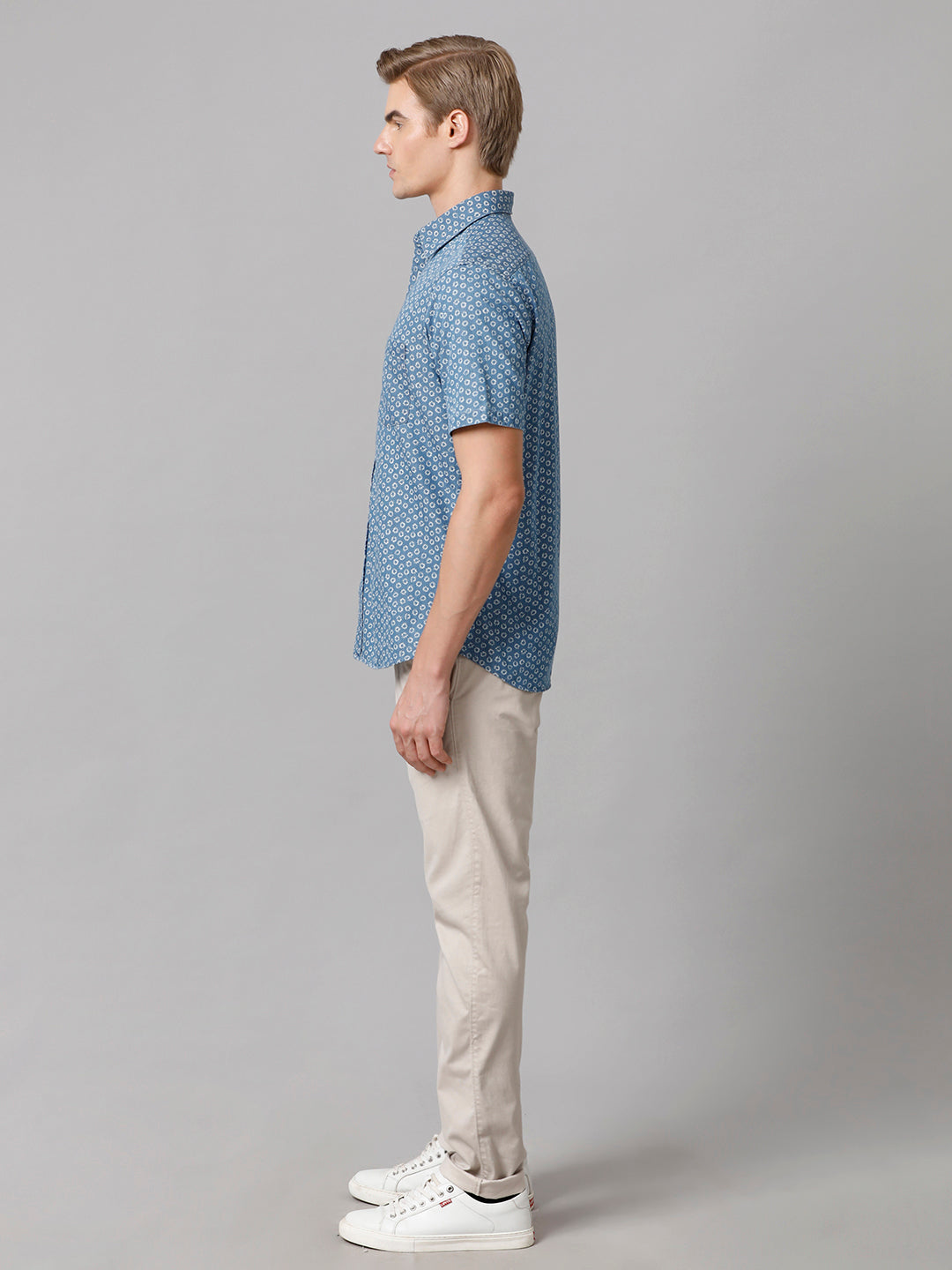 Aldeno Men Printed Casual Blue Shirt (CLOBY)