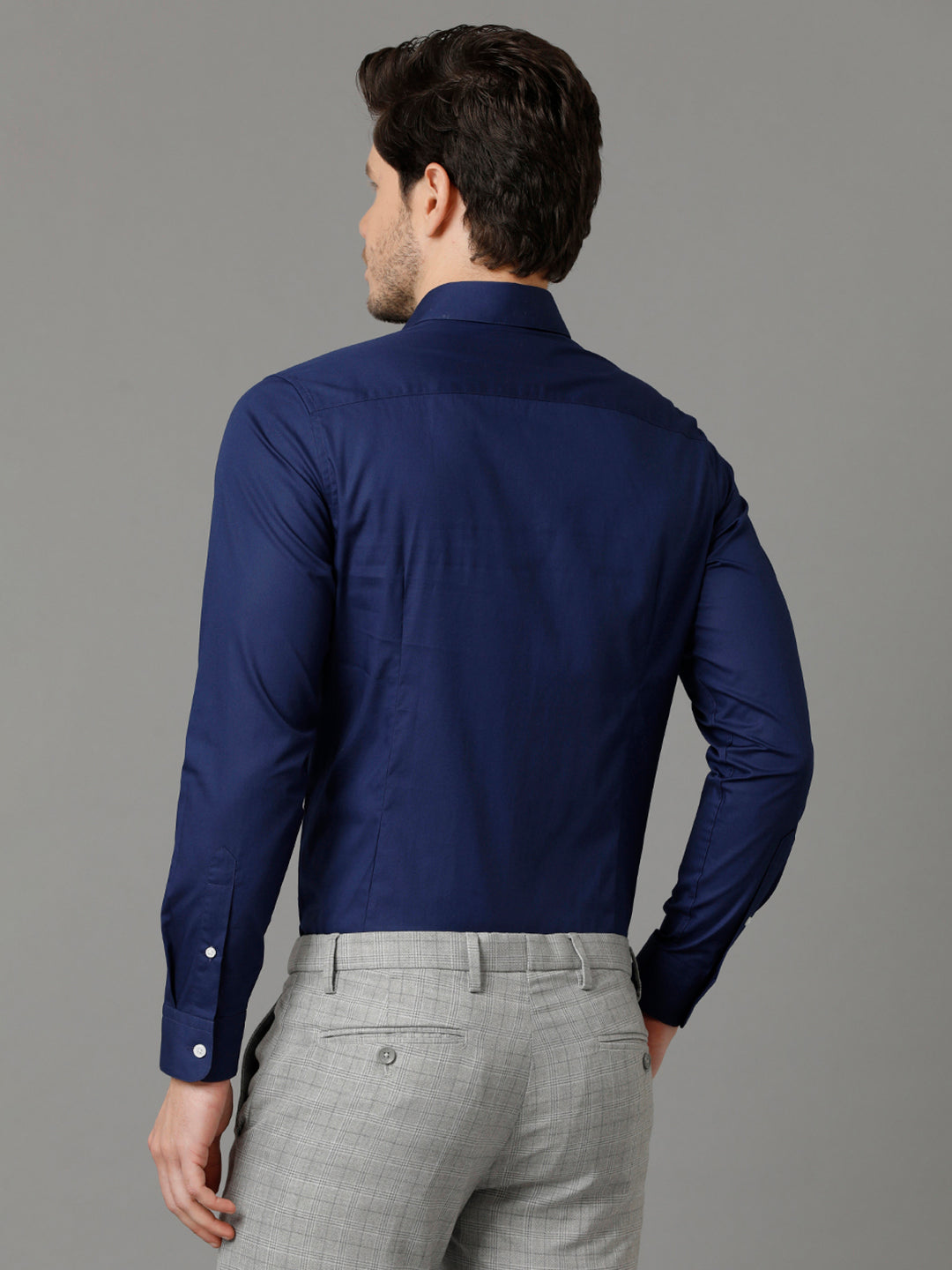 Mens Slim Fit Solid Navy Blue Formal Cotton Shirt (CODEY)