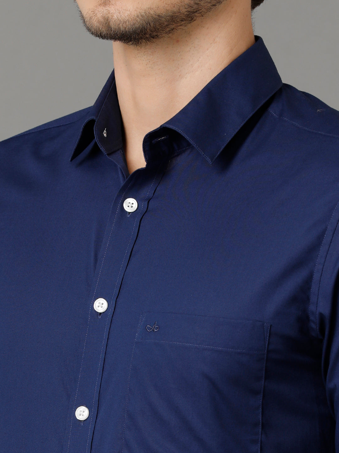 Mens Slim Fit Solid Navy Blue Formal Cotton Shirt (CODEY)