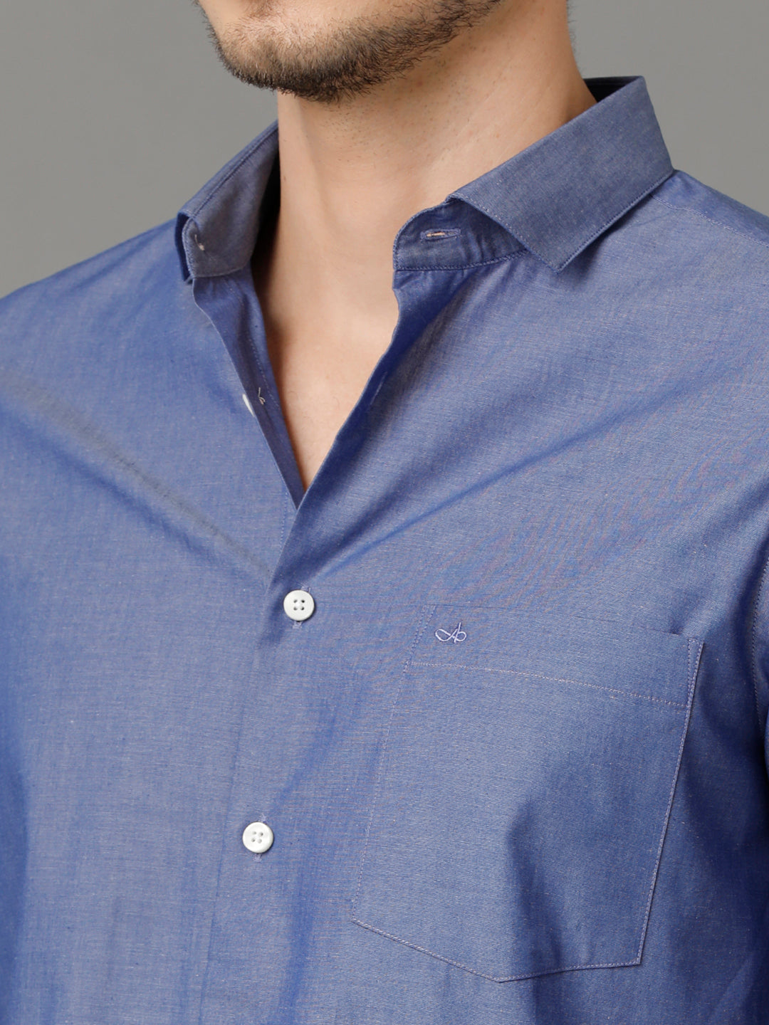Aldeno Mens Slim Fit Solid Blue Formal Cotton Shirt (COLTO)