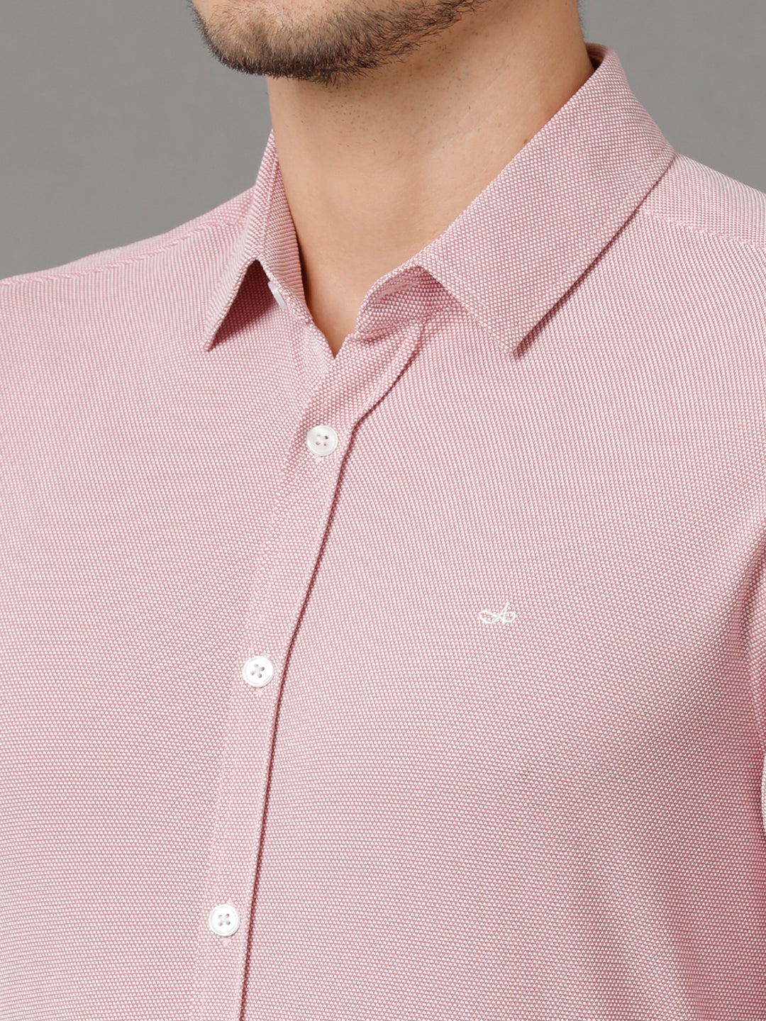 Aldeno Mens Regular Fit Solid Pink Casual Knitted Cotton Shirt (COPER)