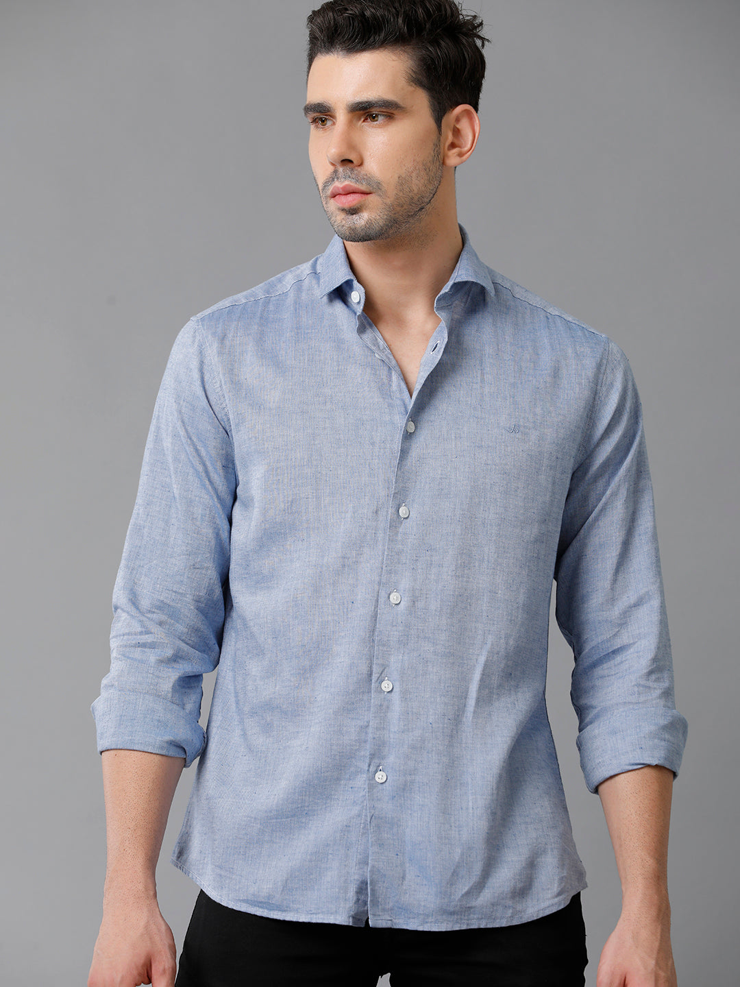 Aldeno Mens Solid Casual Blue Shirt (CORBI)