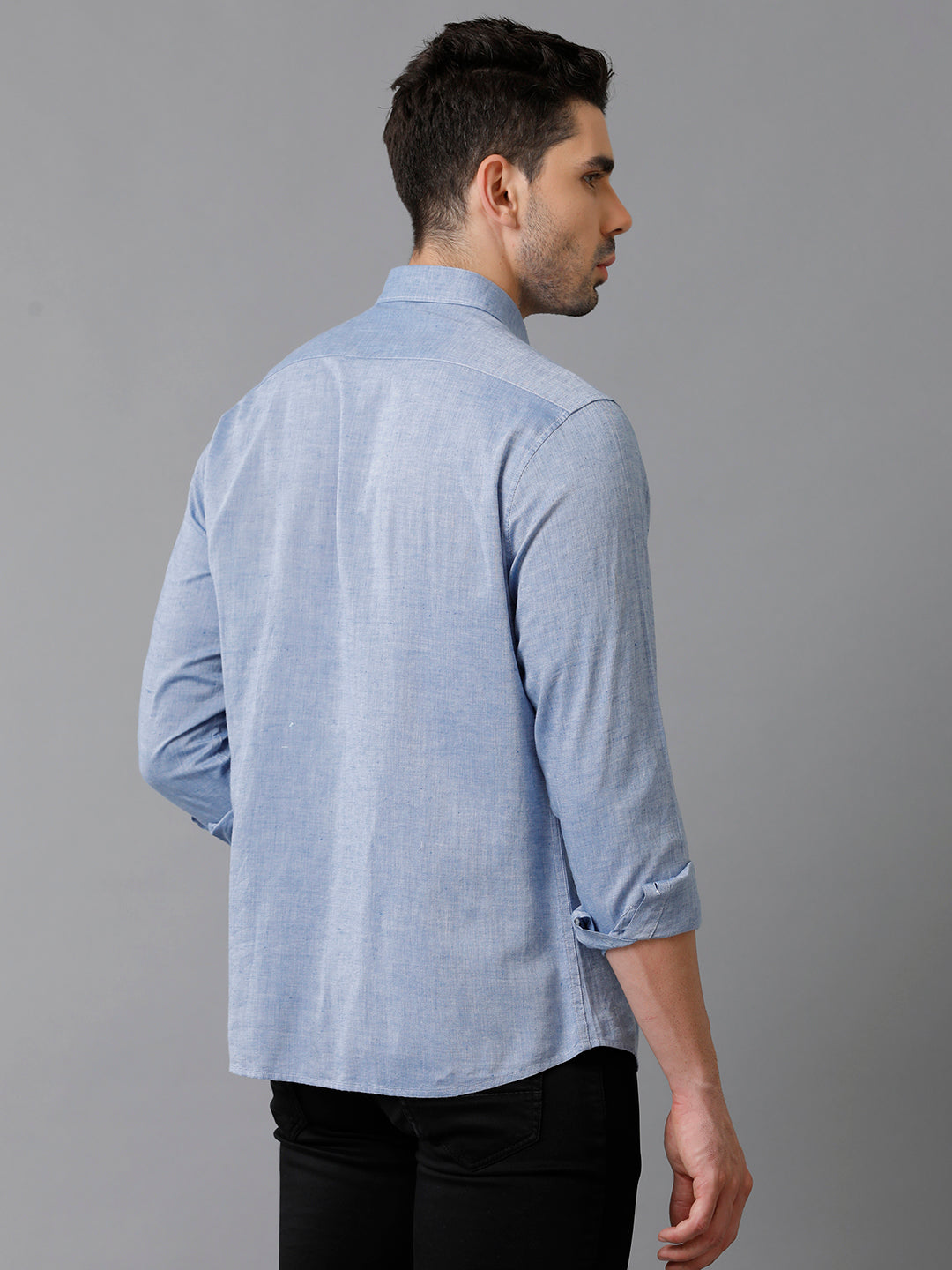 Aldeno Mens Solid Casual Blue Shirt (CORBI)