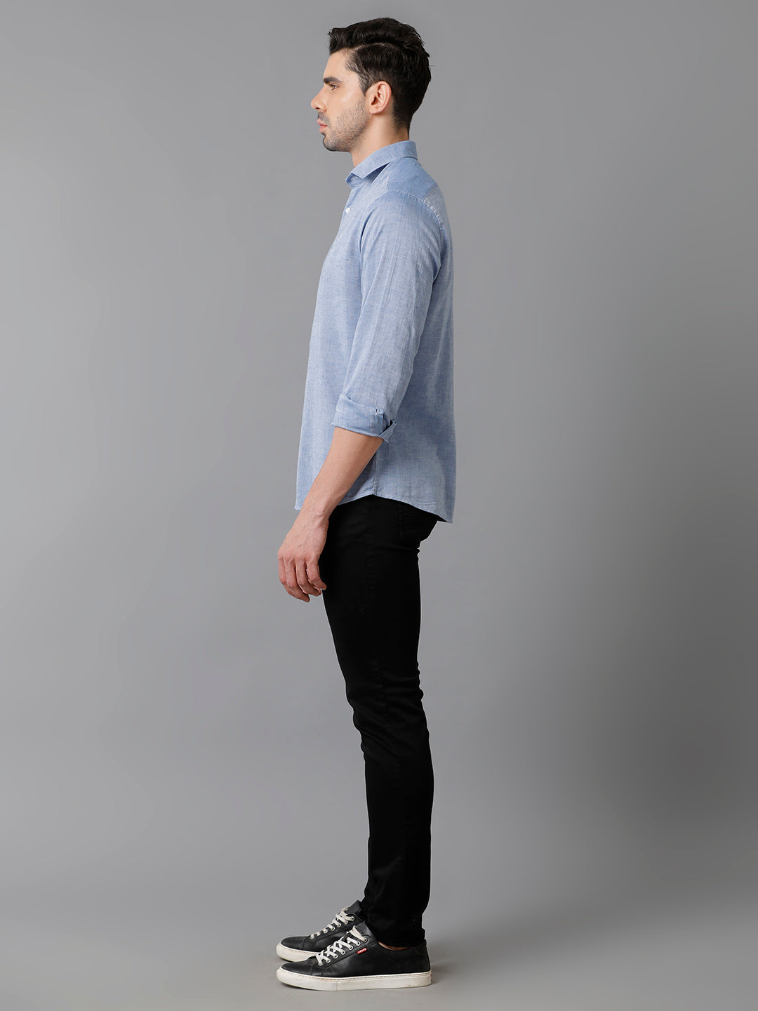 Aldeno Mens Solid Casual Blue Shirt (CORBI)