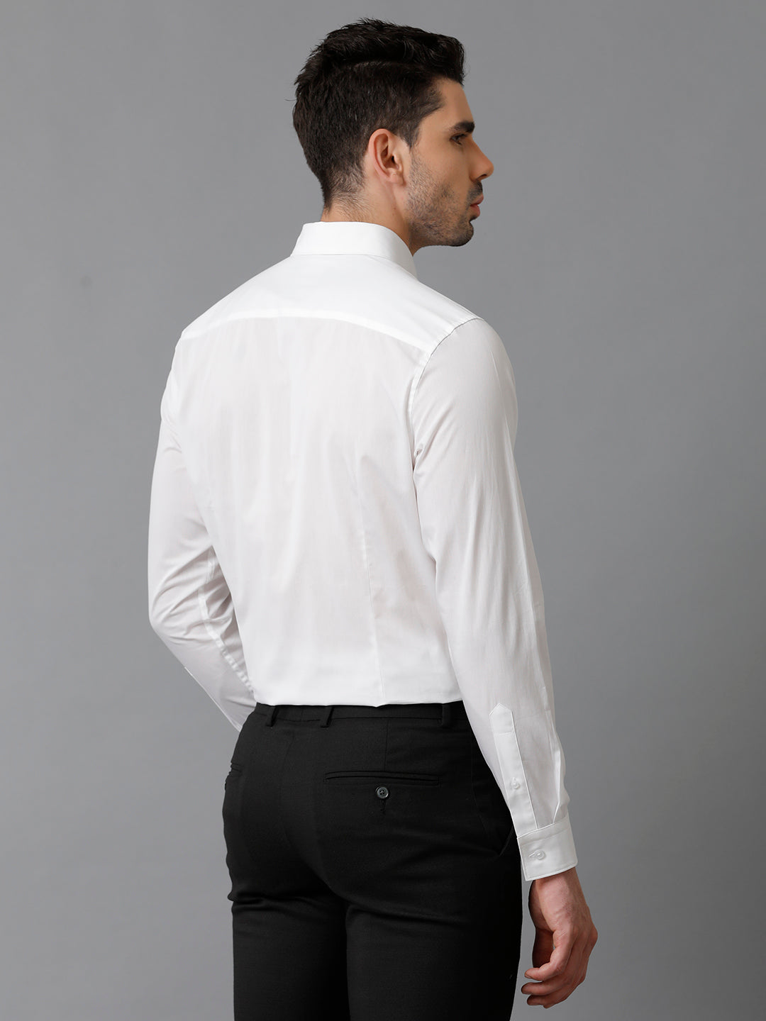 Aldeno Mens Slim Fit Solid White Formal Cotton Shirt (CORM)