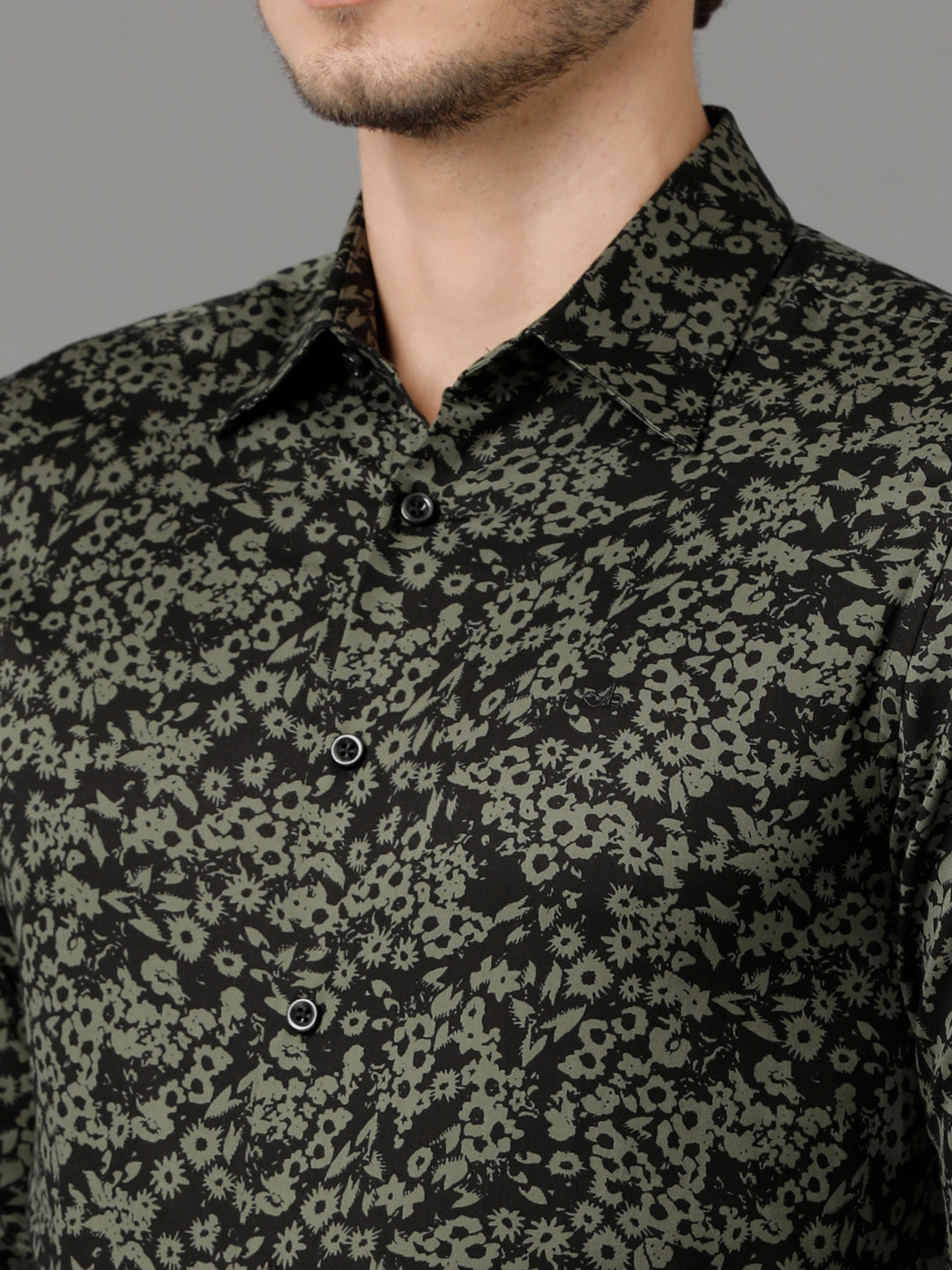 Aldeno Mens Slim Fit Abstract Print Black Casual Shirt (COSMO)