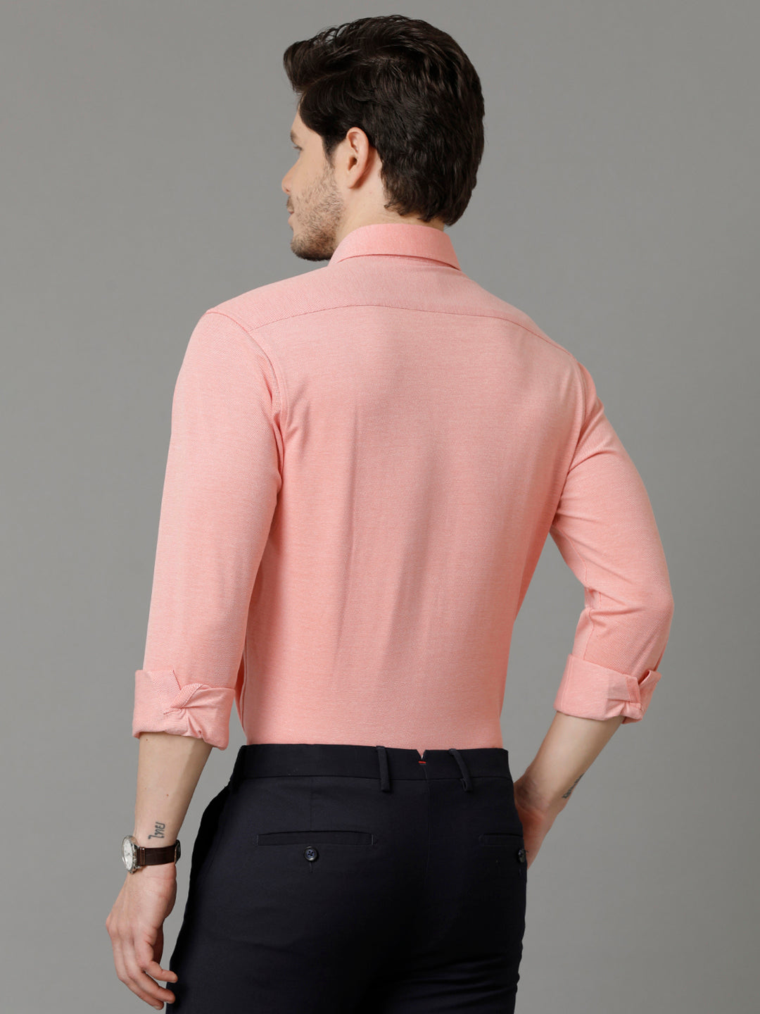 Aldeno Mens Regular Fit Solid Orange Casual Knitted Cotton Shirt (CRONE)