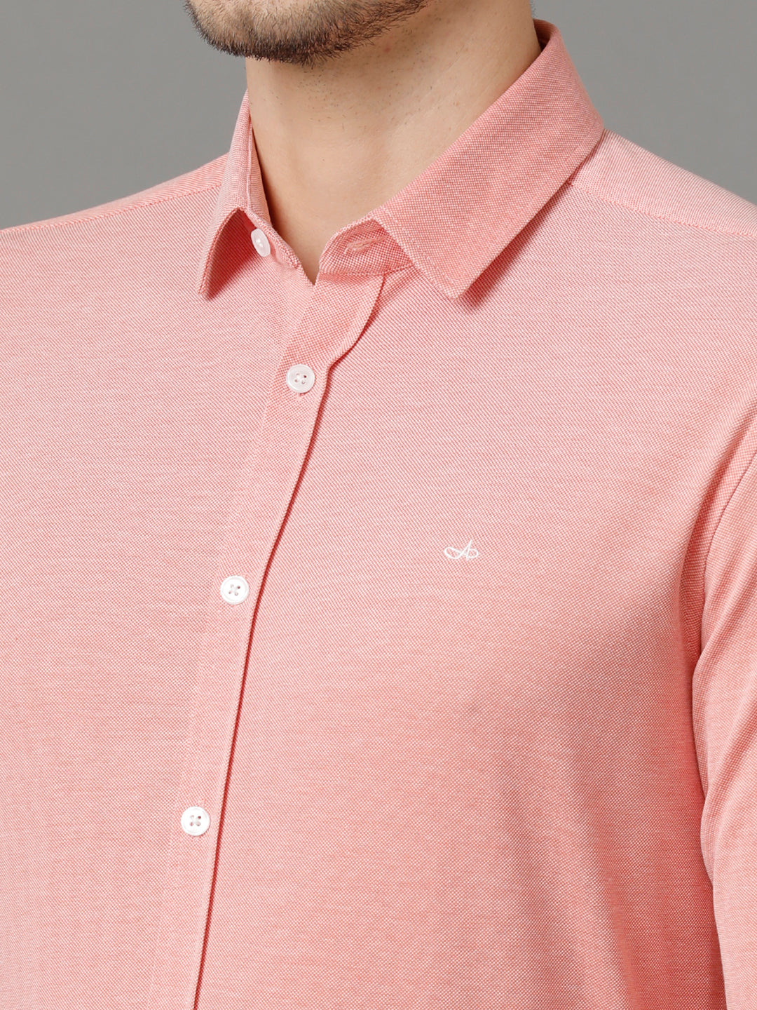 Aldeno Mens Regular Fit Solid Orange Casual Knitted Cotton Shirt (CRONE)