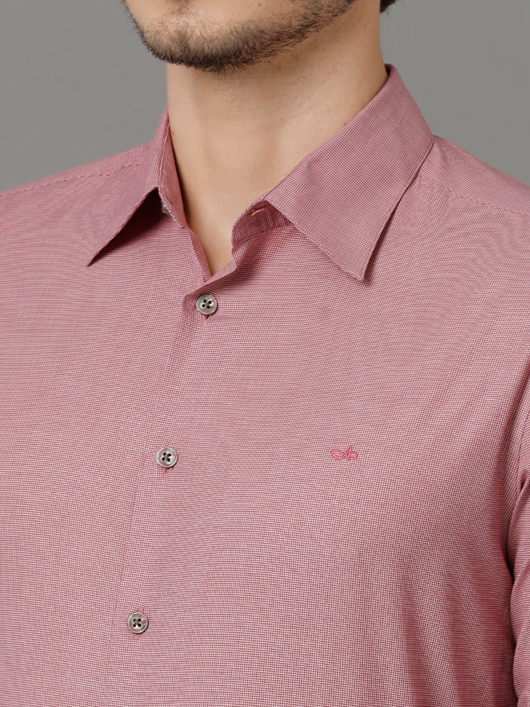 Aldeno Mens Slim Fit Micro Checks Coral Formal Cotton Shirt (CYRUS)