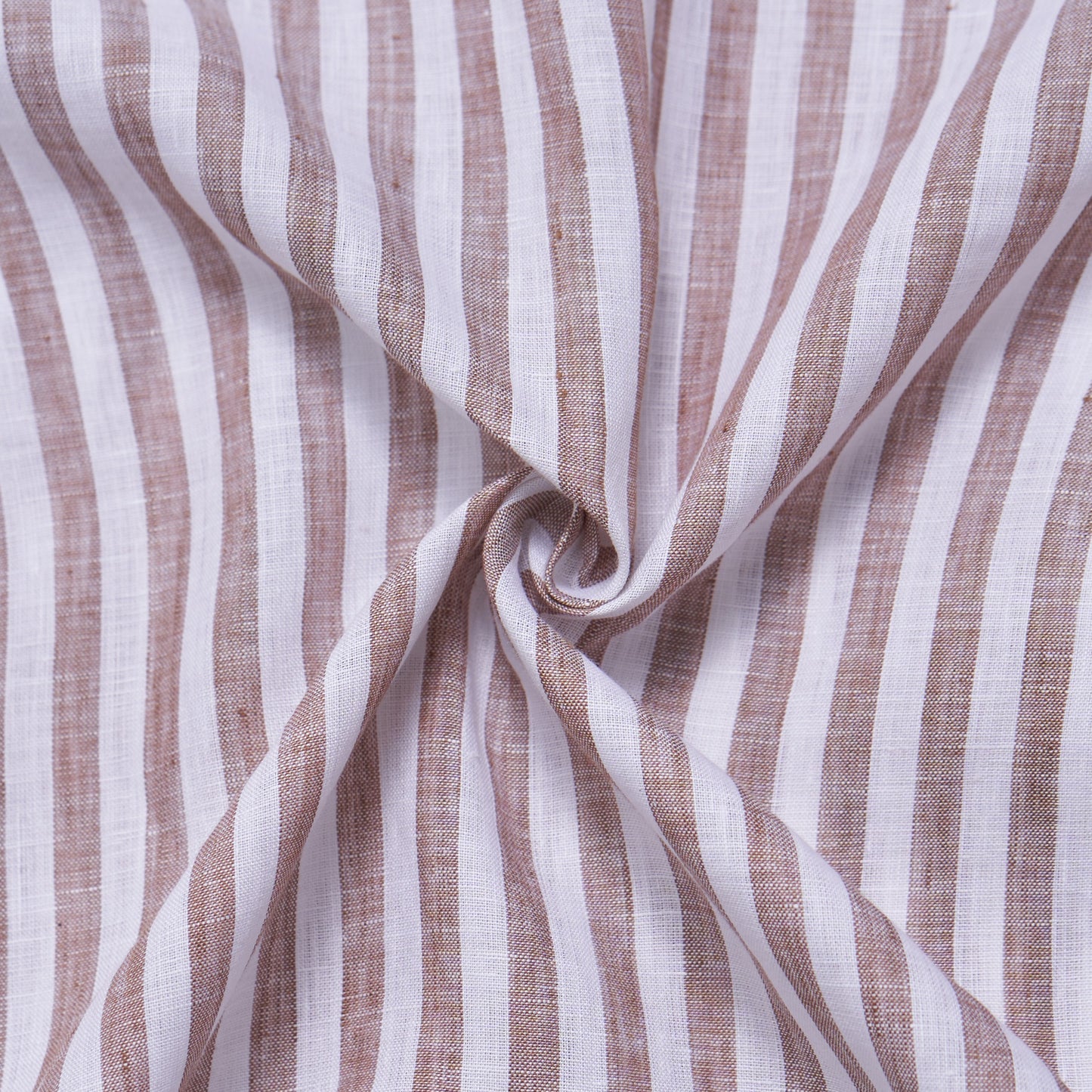 Aldeno Men Regular Fit Linen Brown and White stripe Shirt (MAZY)