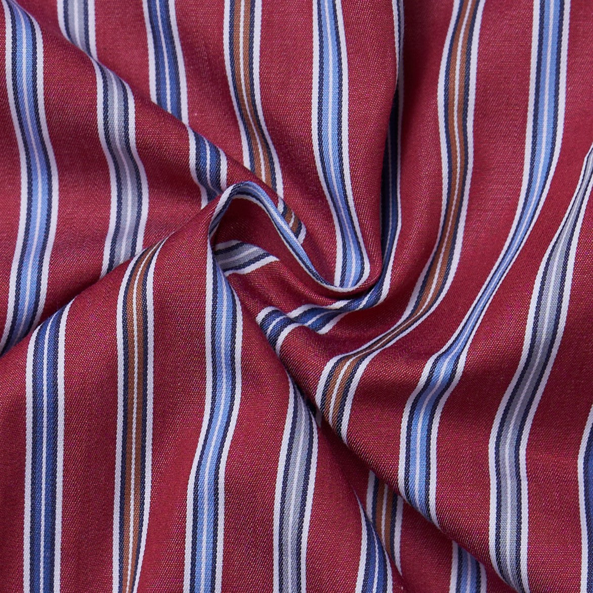 Aldeno Men Regular Fit Stripes Red Cotton Shirt (MOVI)