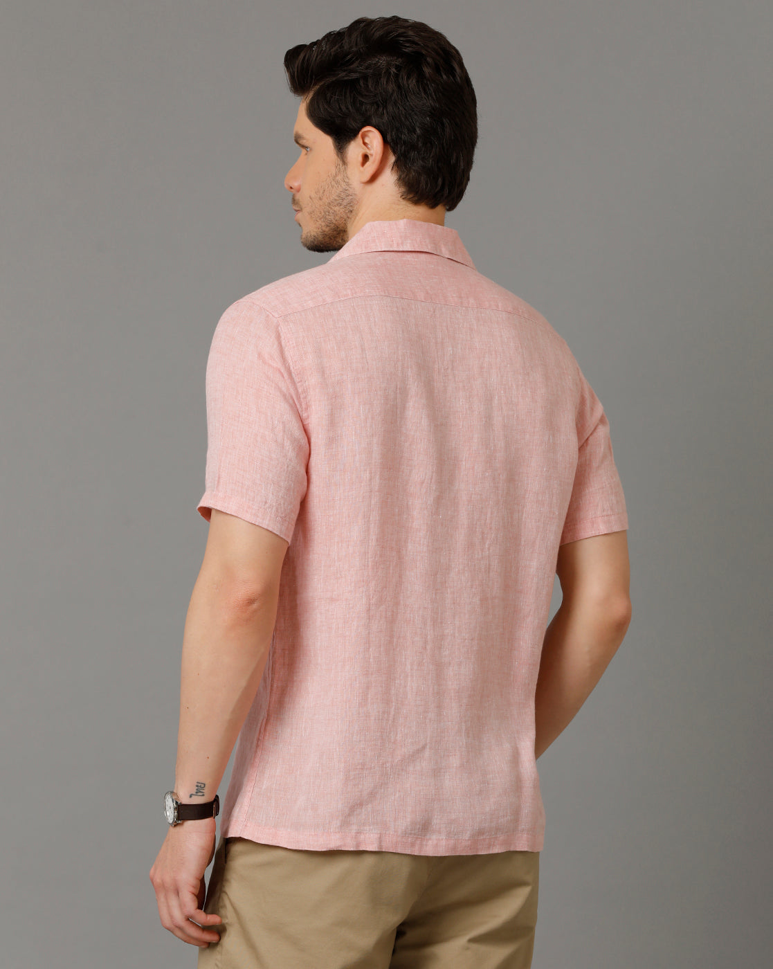 Aldeno Mens Regular Fit Solid Red Casual Linen Shirt (LANE)