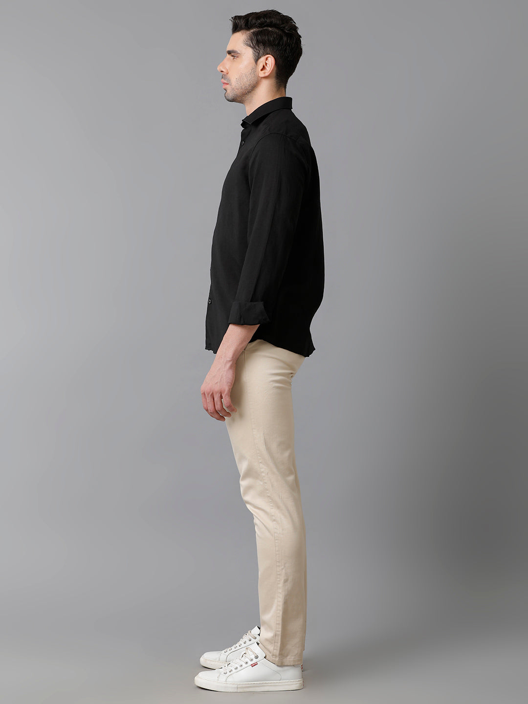 Aldeno Mens Solid Black Casual Shirt (LEGEN)