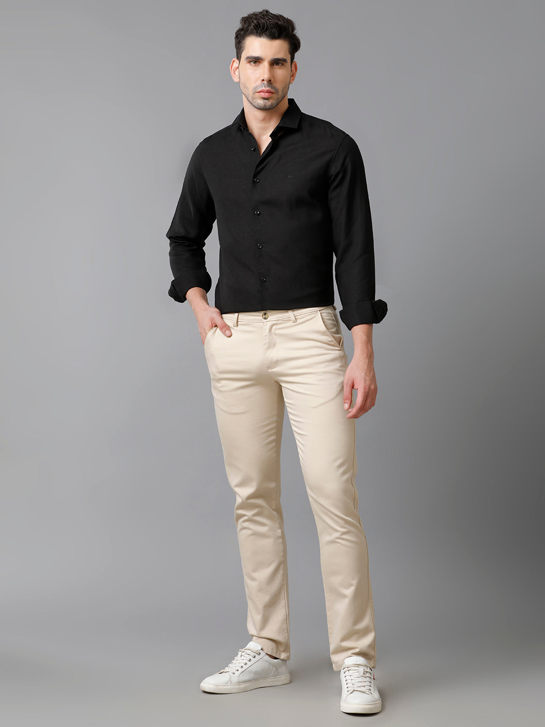 Aldeno Mens Solid Black Casual Shirt (LEGEN)