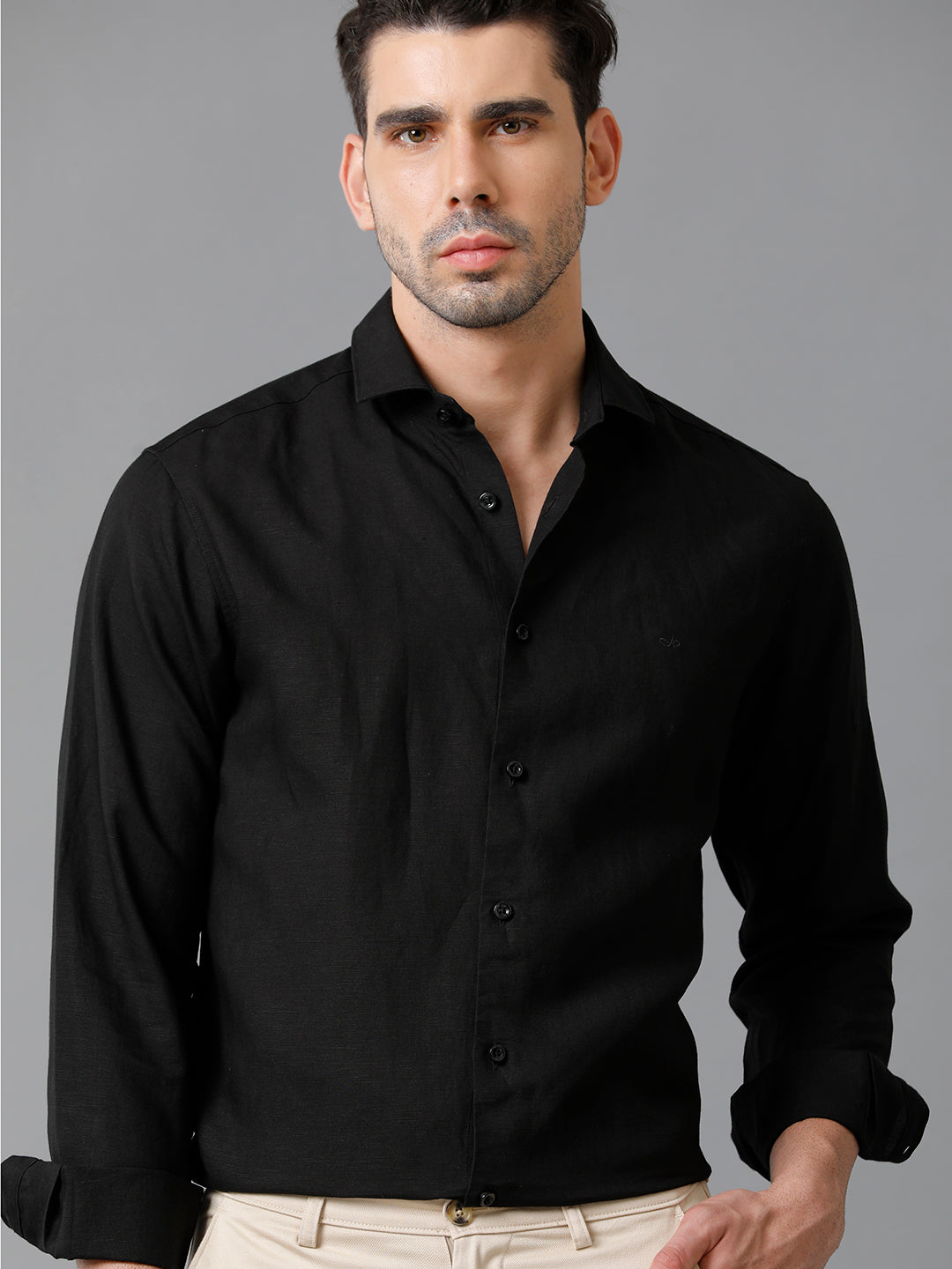 Aldeno Mens Solid Black Casual Shirt (LEGEN)