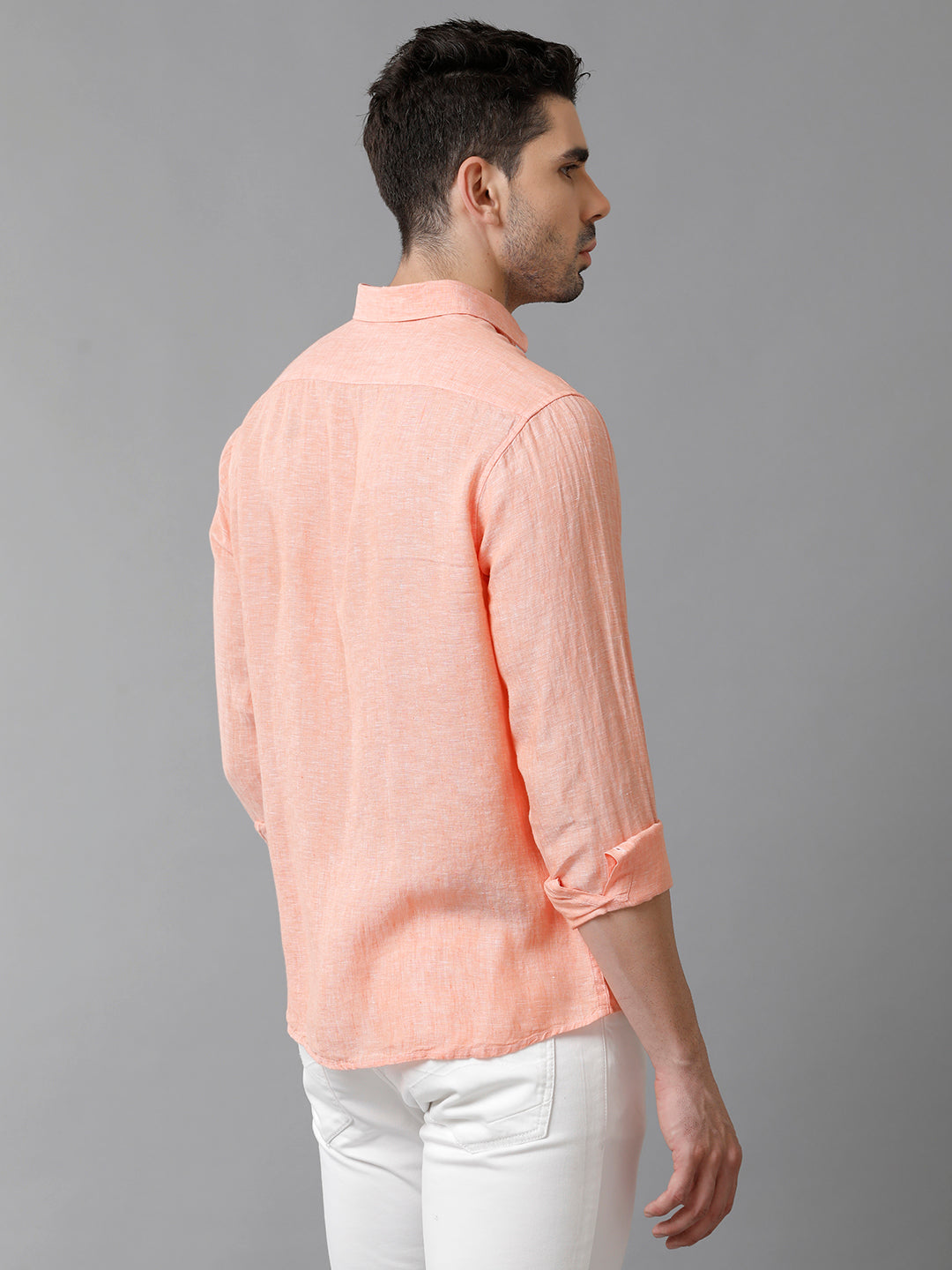 Aldeno Mens Solid Orange Casual Shirt (LENNO)