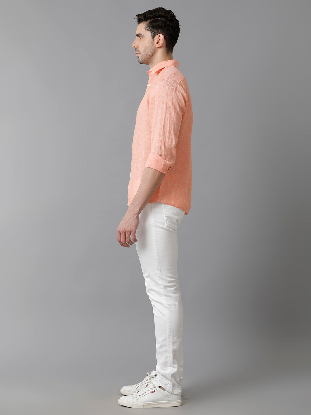 Aldeno Mens Solid Orange Casual Shirt (LENNO)