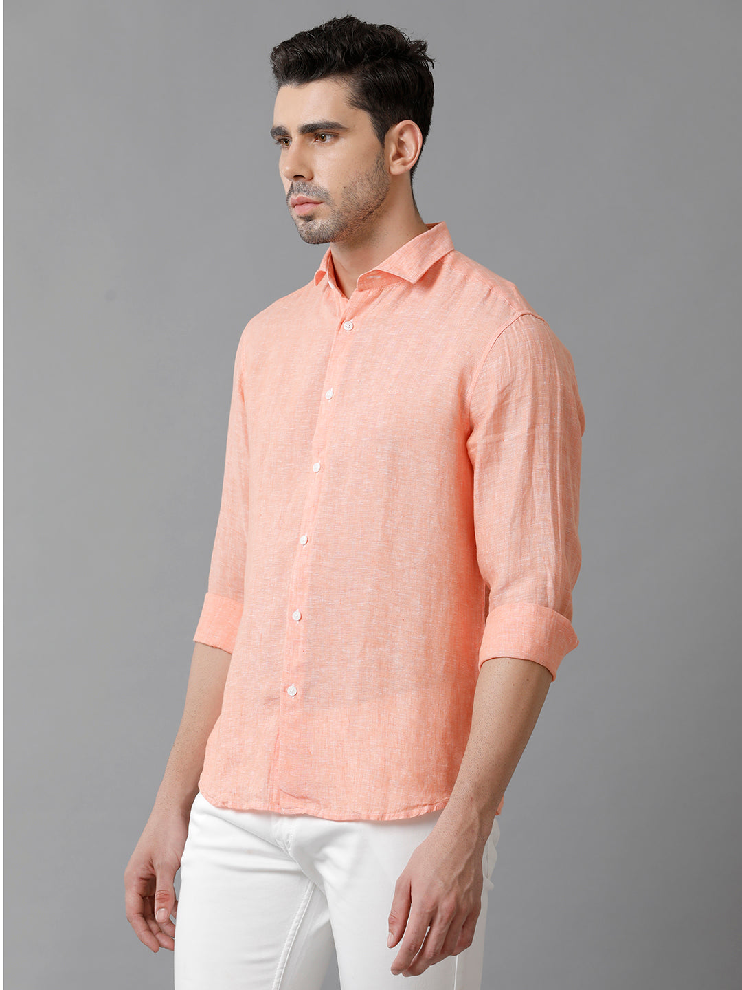 Aldeno Mens Solid Orange Casual Shirt (LENNO)