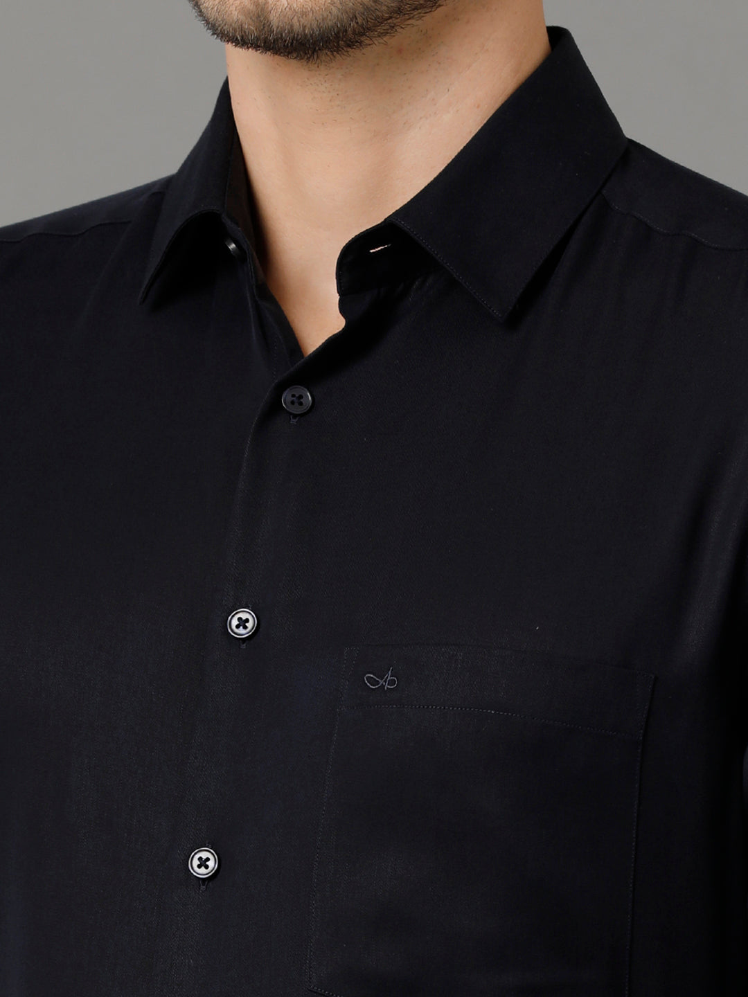 Aldeno Mens Regular Fit Solid Navy Blue Formal Cotton Shirt (LESTE)