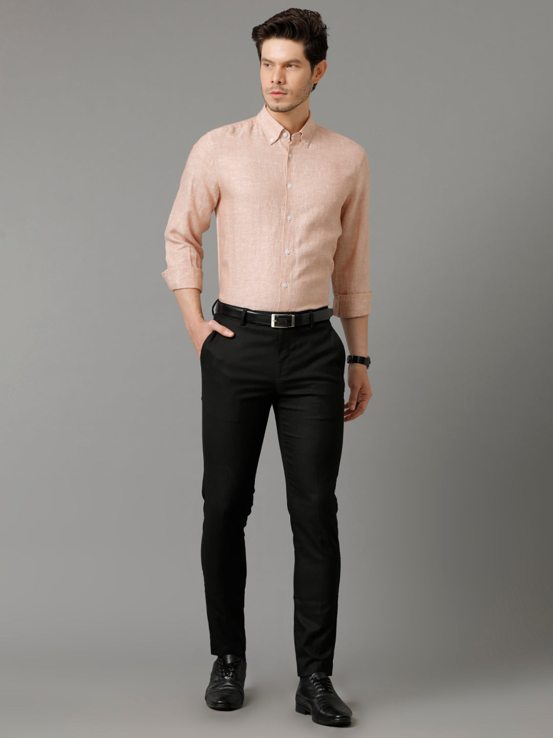 Aldeno Mens Regular Fit Solid Maroon Casual Linen Shirt (LIMO)