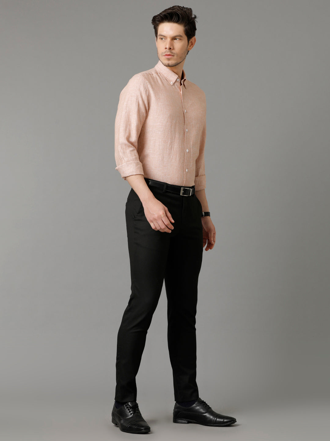 Aldeno Mens Regular Fit Solid Maroon Casual Linen Shirt (LIMO)