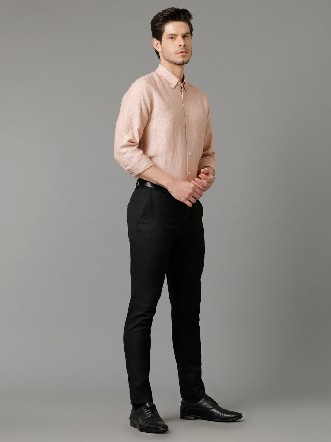 Aldeno Mens Regular Fit Solid Maroon Casual Linen Shirt (LIMO)