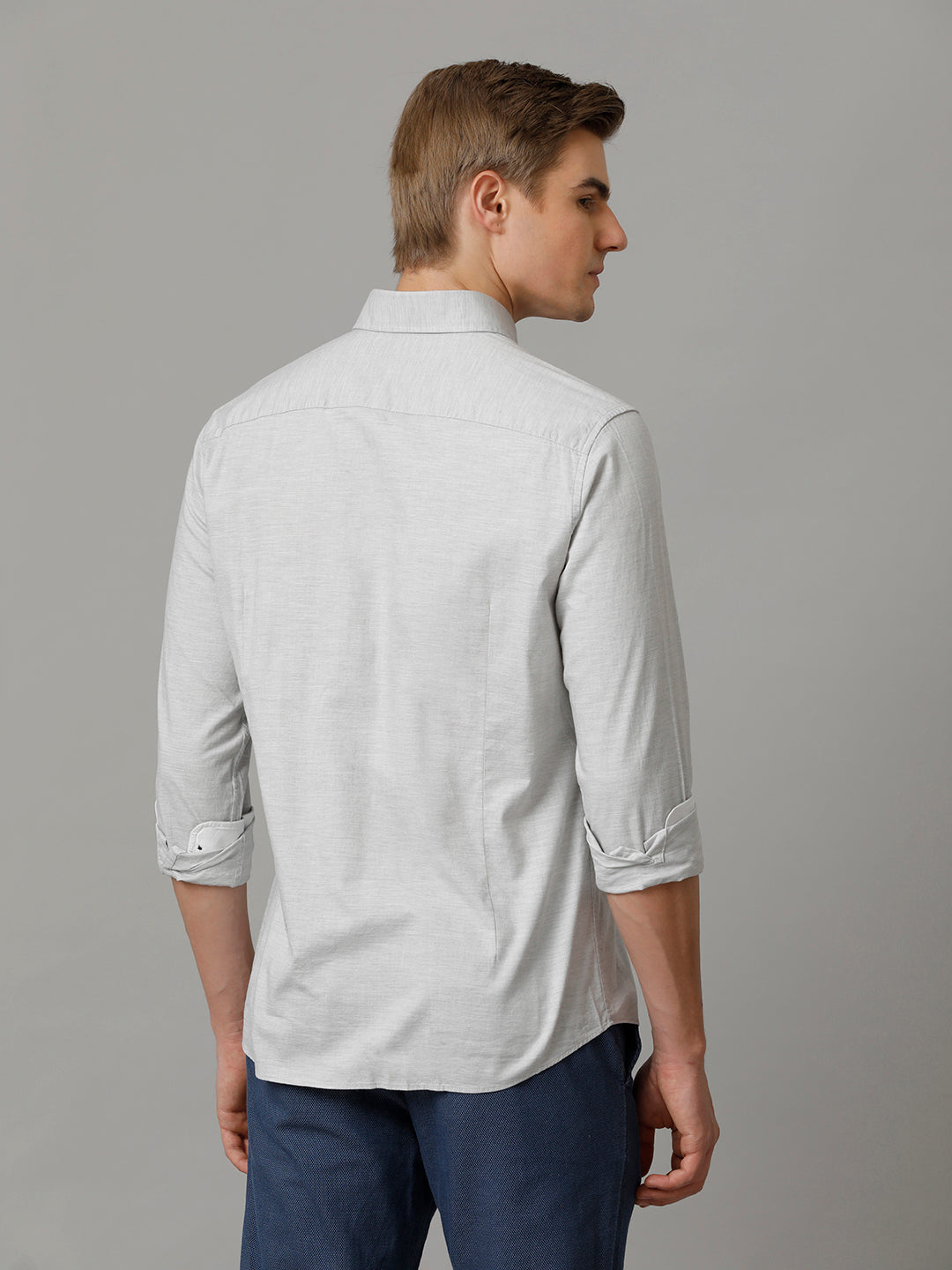 Aldeno Men Self Design Casual Grey Shirt (LONIE)
