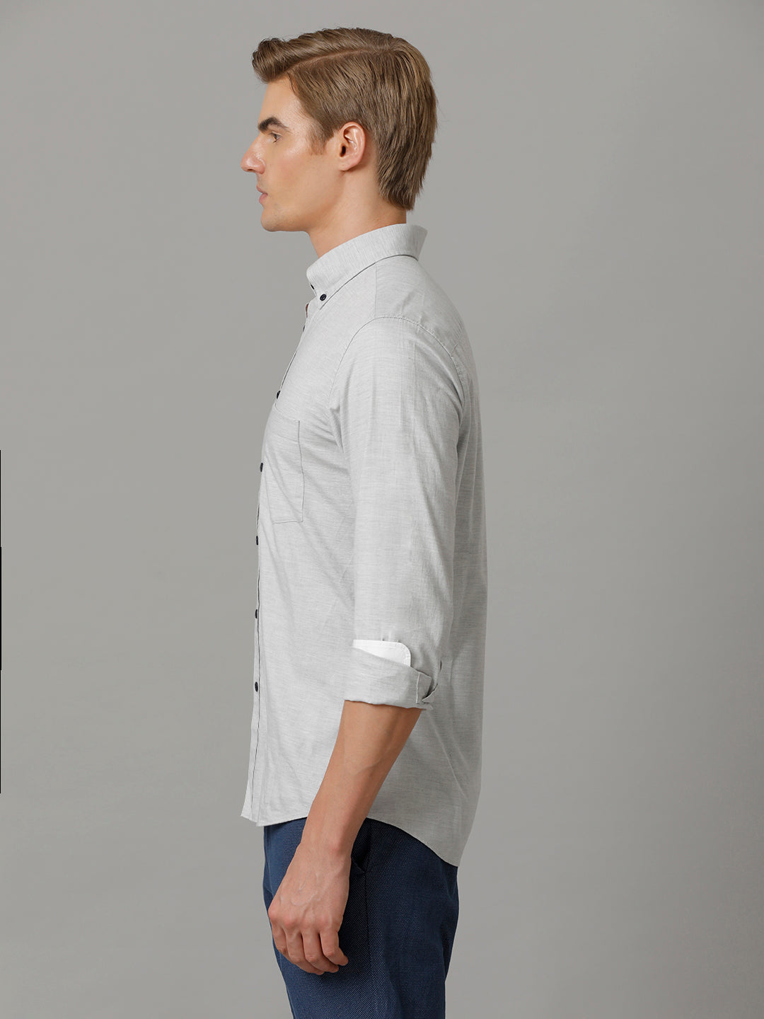 Aldeno Men Self Design Casual Grey Shirt (LONIE)