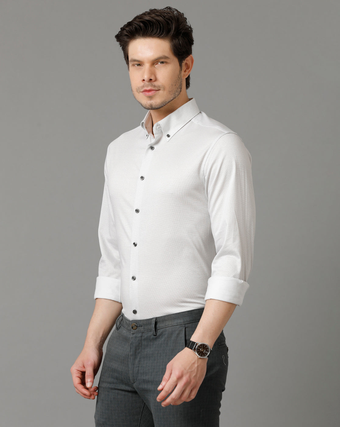 Men Regular Fit Checkered Button-Down Collar Casual Shirt (R-NIGAL)