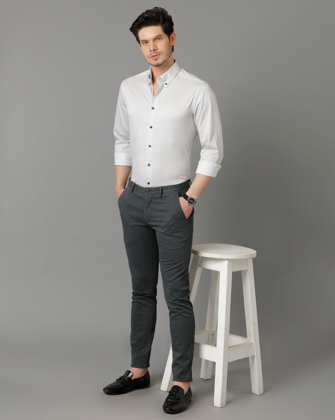 Men Regular Fit Checkered Button-Down Collar Casual Shirt (R-NIGAL)